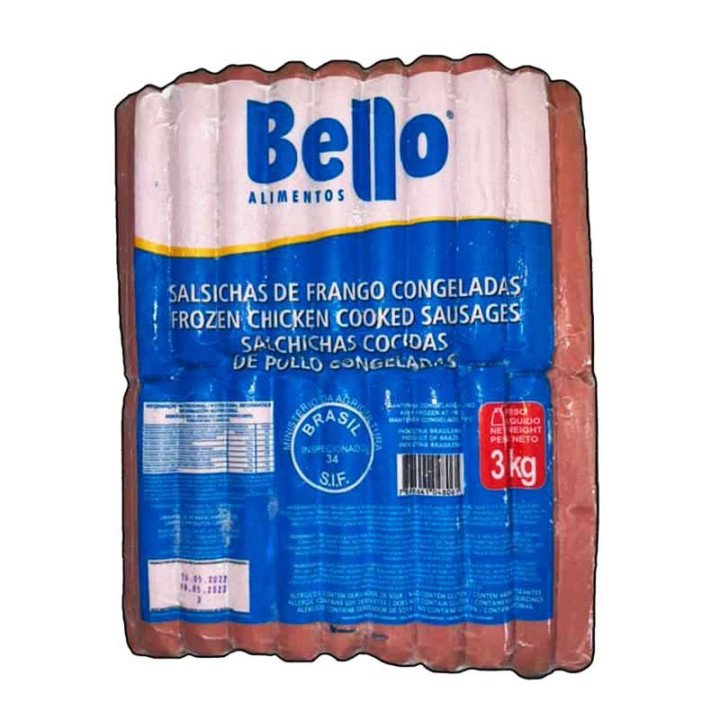 salchichas de pollo 3 kg congeladas para enviar a Cuba consumo familiar