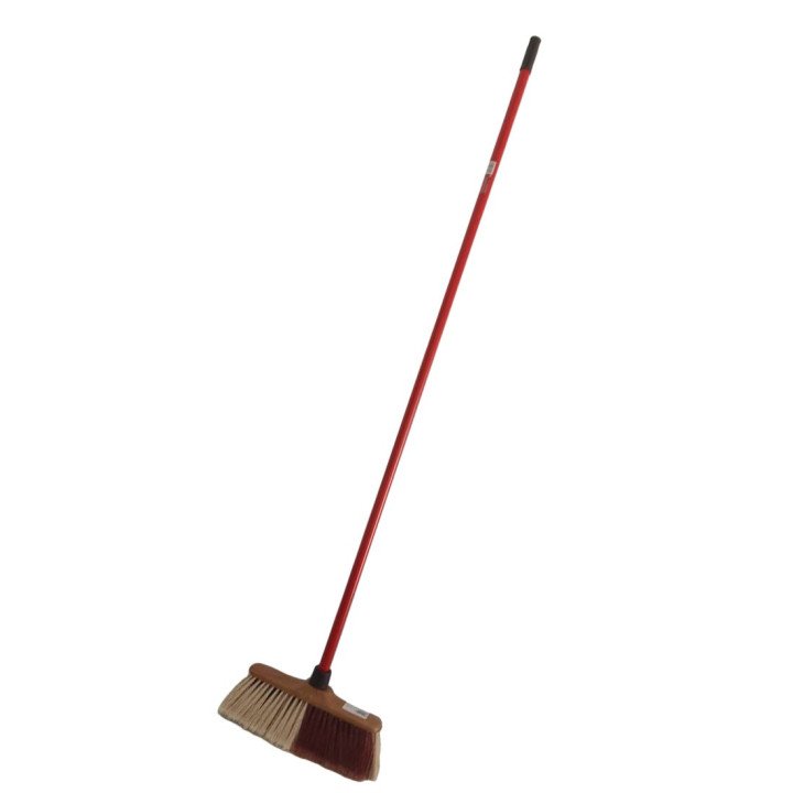 Cepillo de barrer con palo metalico de color rojo
