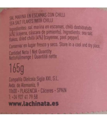 Sal Marina en Escamas con Chilli “La Chinata” 165 g – Toque Picante y Gourmet para Platos Cubanos con Personalidad