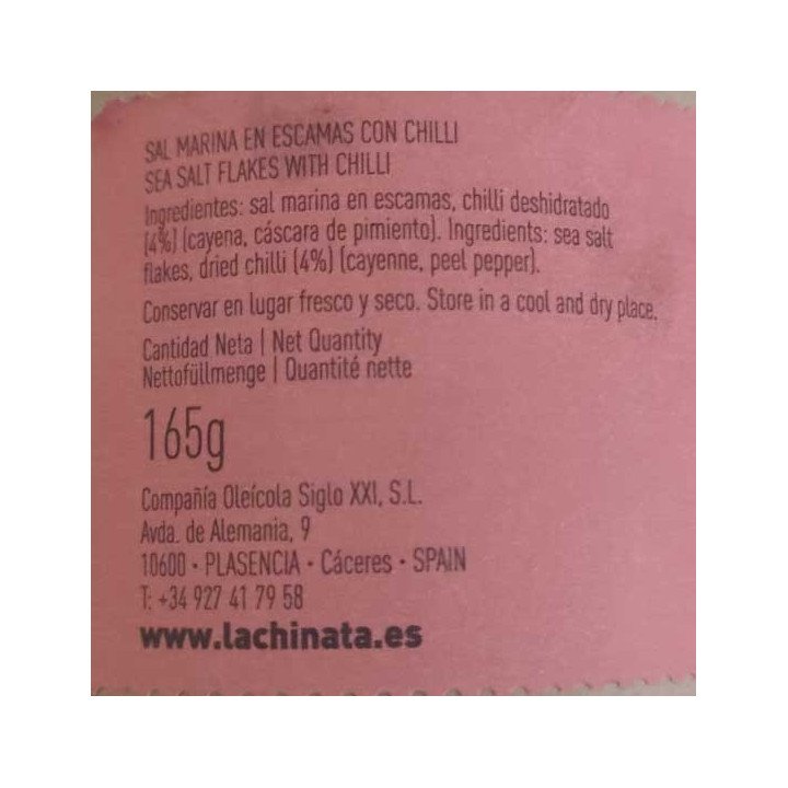 Sal Marina en Escamas con Chilli “La Chinata” 165 g – Toque Picante y Gourmet para Platos Cubanos con Personalidad