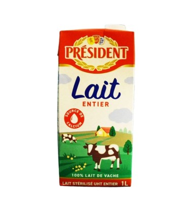 Leche UHT entera 3.5% MG  "President" (1 L) 🥛✨