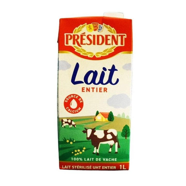 Leche UHT entera 3.5% MG  "President" (1 L) 🥛✨