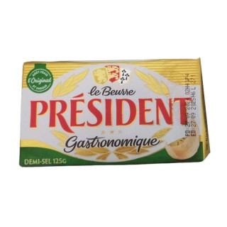 Plaqueta de mantequilla con sal 80% "President" (125 g)