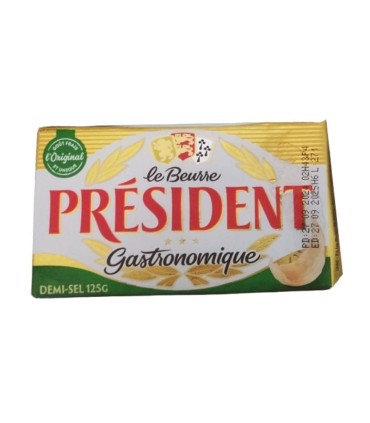 Plaqueta de mantequilla con sal 80% "President" (125 g)