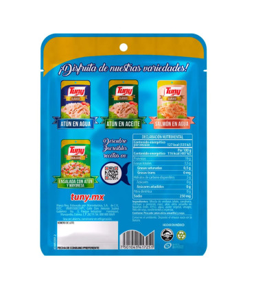 Ensalada Primavera de atún sin mayonesa "Tuny" (110 g) 🥗🐟 - reverso