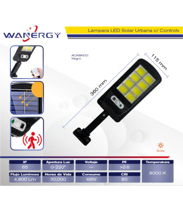 Lámpara LED Solar Suburbana "Wanergy" – Iluminación autónoma y ecológica