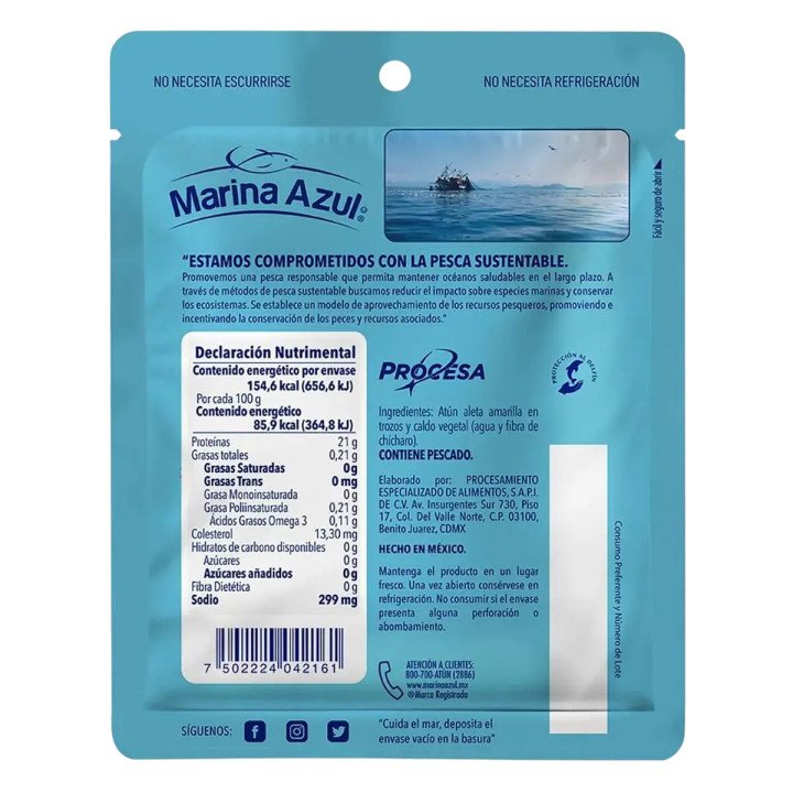 Atún en Trozos “Marina Azul” 74 g – Sabor Ligero para Tu Familia en Cuba