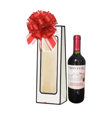 Bolsa con lazo y vino tinto Cabernet Sauvignon "FRONTERA" Chileno (750 ml)