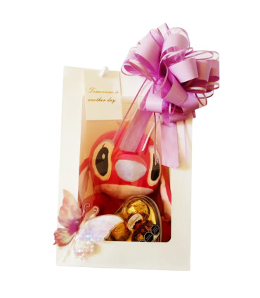 Stitch Rosa en Bolsa con Bombones