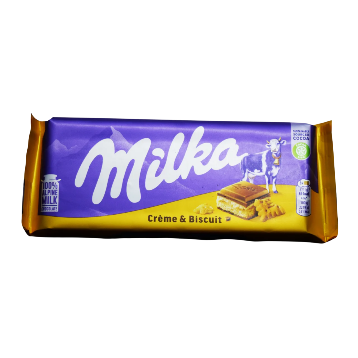 chocolate Cream Biscuit Milka 100 g tableta con galleta para enviar a Cuba