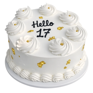 cake blanco con flores blancas y texto personalizable para enviar a Cuba pastel elegante para cumpleaños familiar