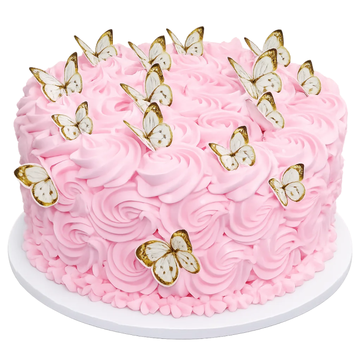 cake cubierto de flores rosadas y mariposas para enviar a Cuba pastel decorado elegante para cumpleaños familiar