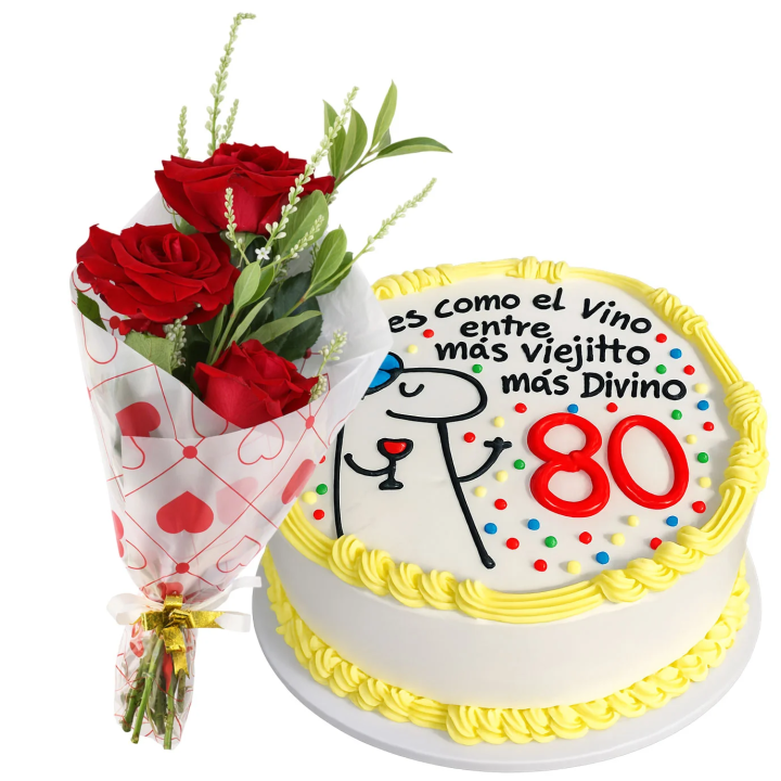 Cake Blanco con Bordes Amarillos y Texto Personalizable (mediano)