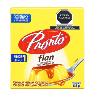 Flan Pronto Vainilla 136 g para preparar postres y enviar a Cuba