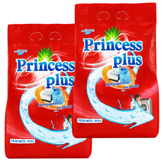 Detergente Princess Plus en polvo 2 x 1 Kg para lavar ropa y enviar a Cuba
