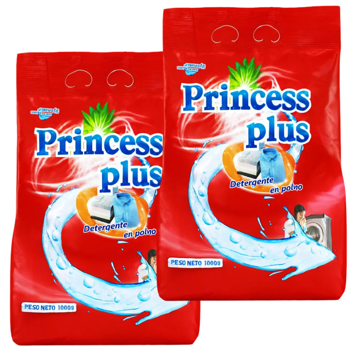 Detergente Princess Plus en polvo 2 x 1 Kg para lavar ropa y enviar a Cuba