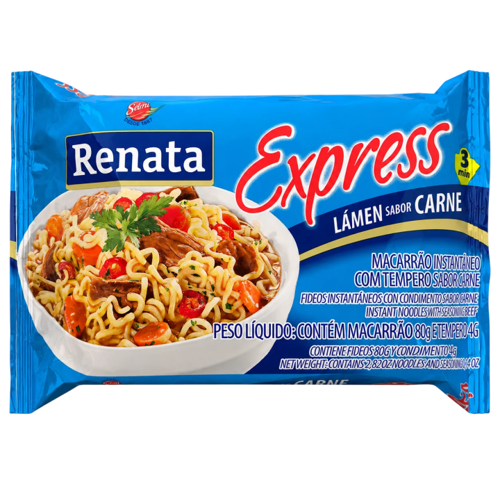 Fideos Instantáneos Renata Carne 85 g para preparar comidas rápidas y enviar a Cuba